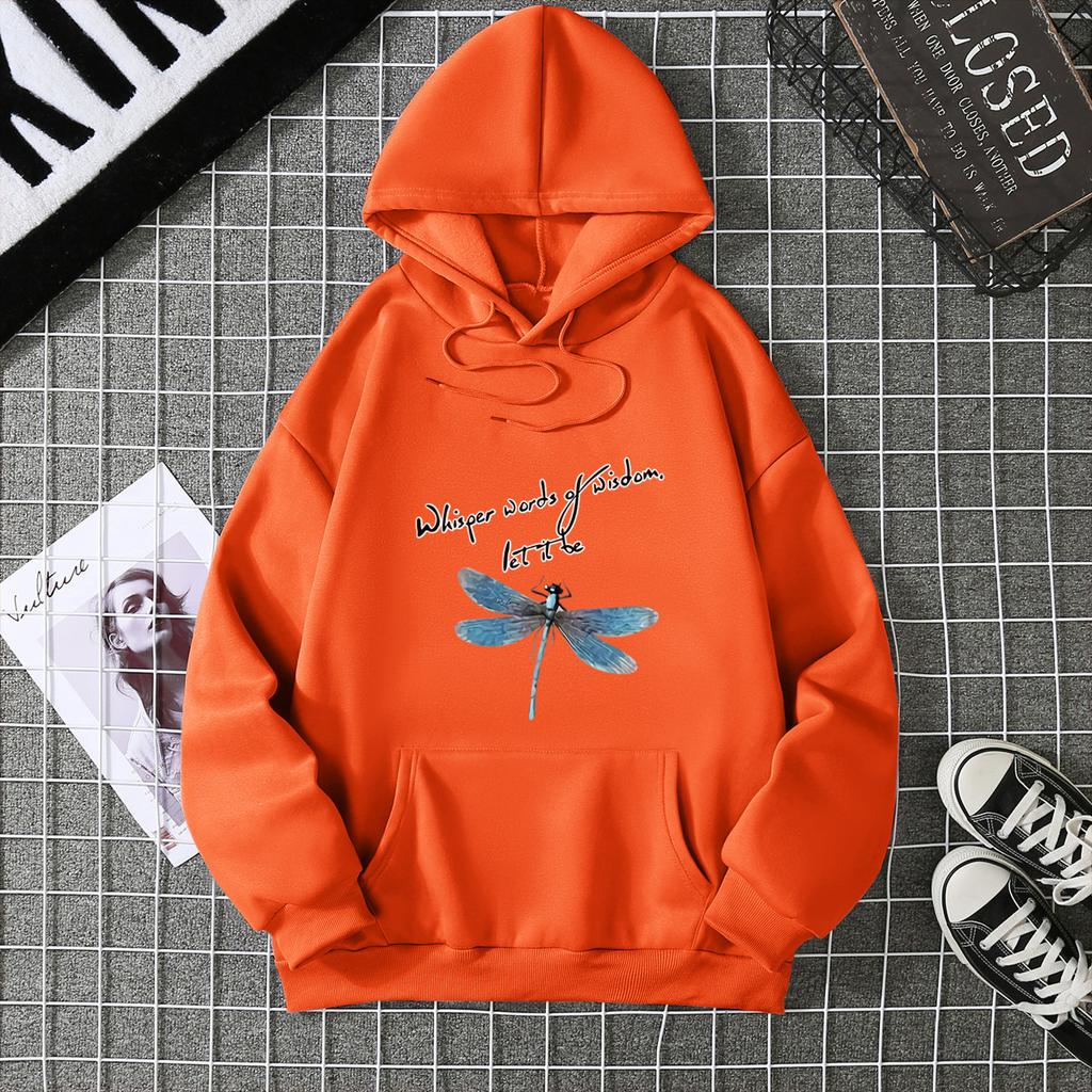 Dragonfly print Hooded Sweatshirts for Spring and Autumn 6813