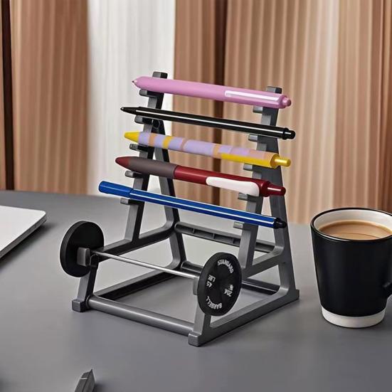 Squat Rack Pen Holder Desktop Pen Holder Gym Theme Pencil Mini Barbell Rack Organizer