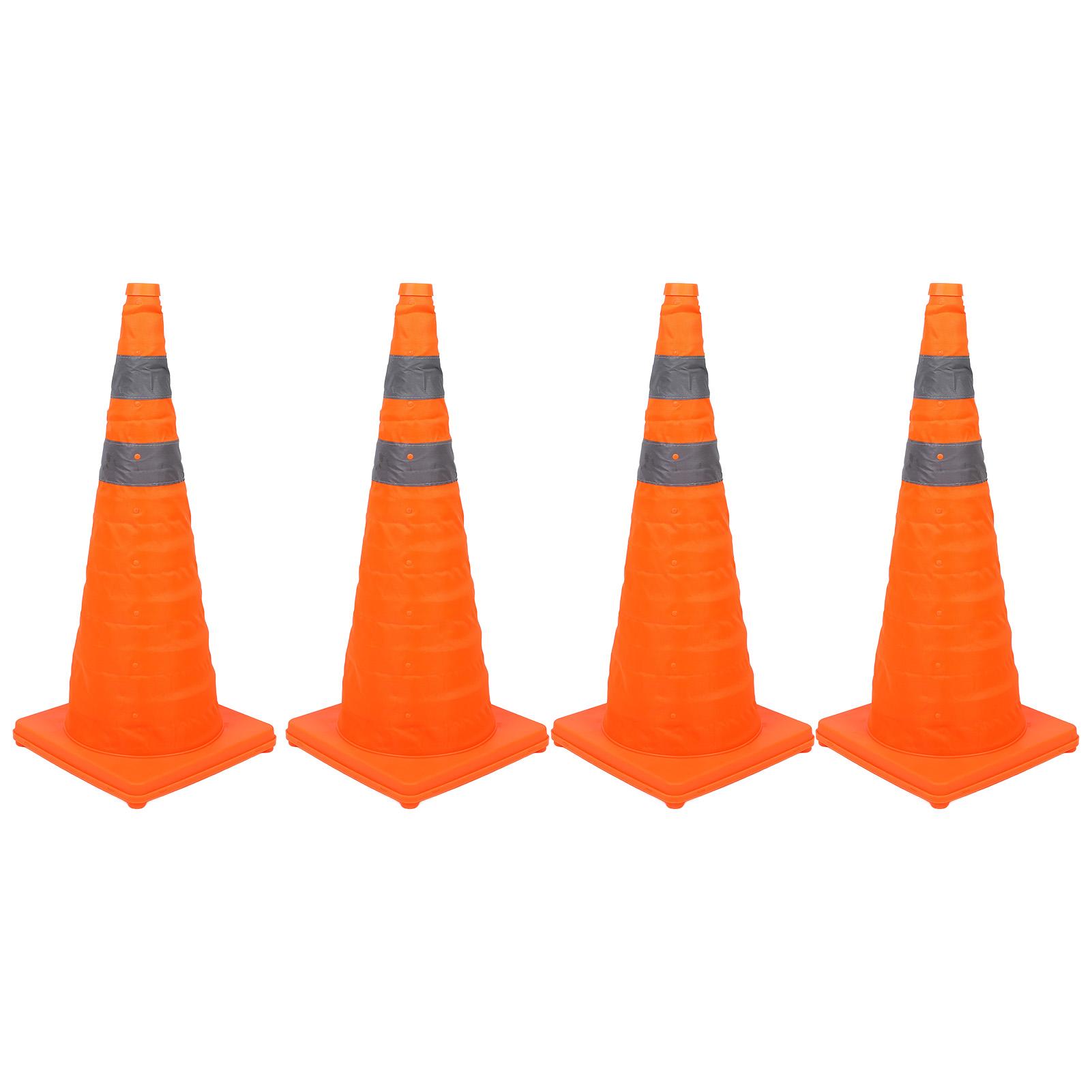 

4 шт. складной дорожный конус 28 дюймов оранжевый дорожный конус безопасности с 360-градусной светоотражающей полосой для парковки