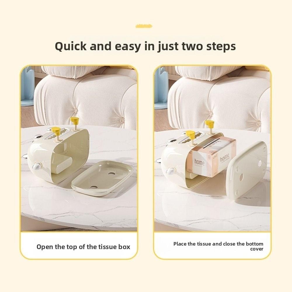 Cute Desktop Tissue Case with Phone Holder Facial Tissue Holder Cartoon Tissue Box  Entrance Hall