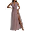 European and American Sexy V-neck Waist Hugging Slimming Split High-End Dress Women's Sexy Party Dress