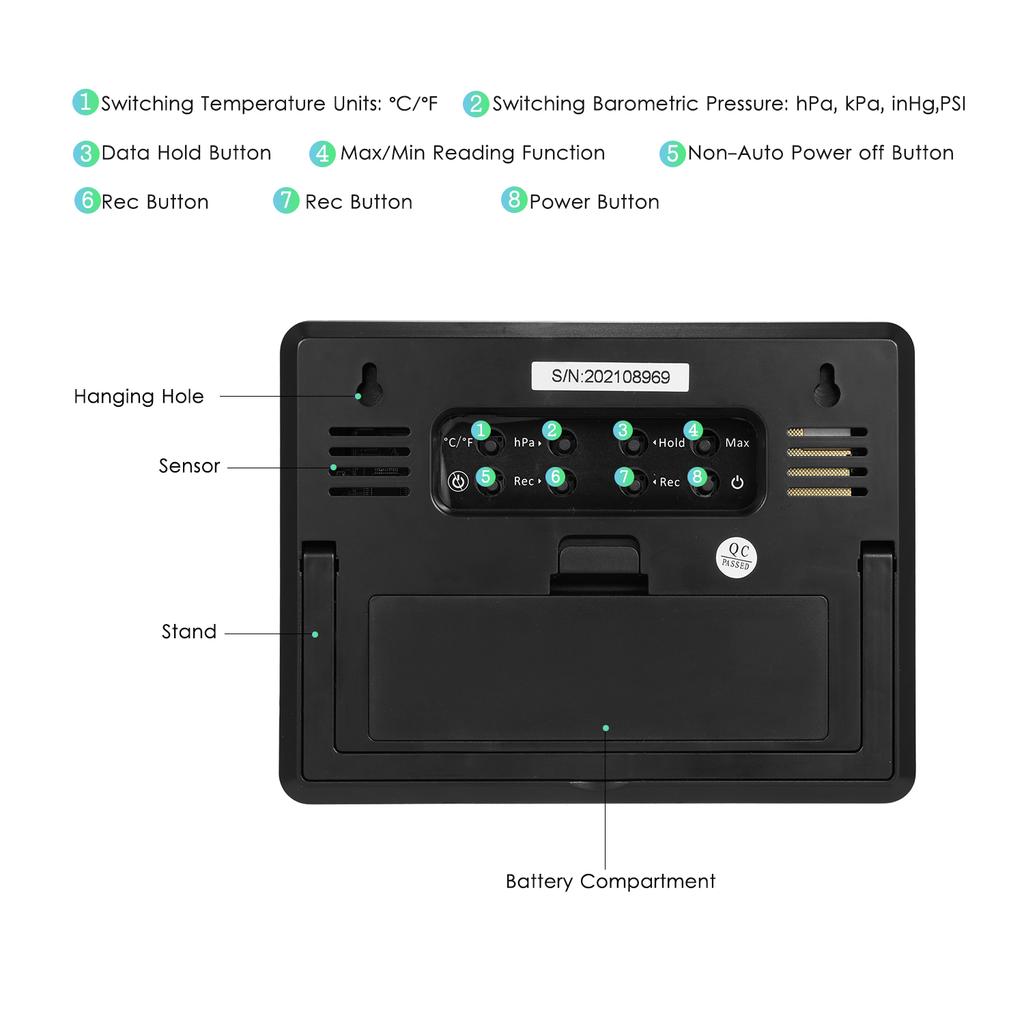 Data Logging Carbon Dioxide Detector Air Quality Monitor Meter with Data Logging Clock Function