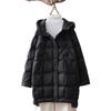 Fashion winter medium and long white duck down jacket women's fashion foreign style thick pressure glue hooded down warm jacket