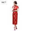 Traditional Chinese Women Long Cheongsam Bridesmaid Short Sleeve Evening Dress