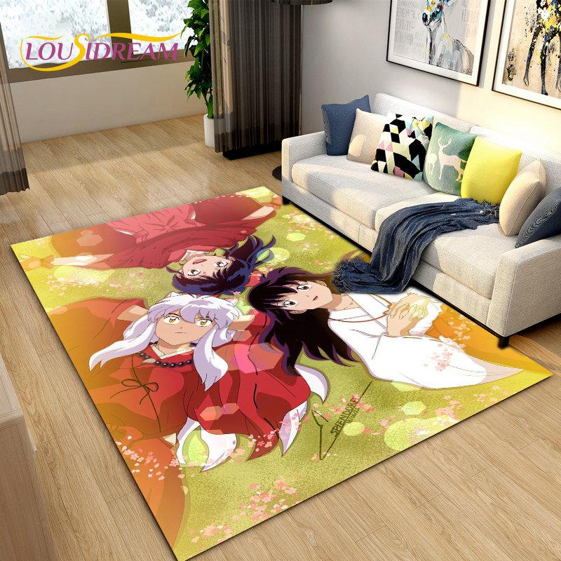 Inuyasha Japan Anime Cartoon Bereich Teppich, Teppich Teppich für Wohnzimmer Schlafzimmer Sofa Fußmatte Dekoration, Kinder spielen rutschfeste Bodenmatte