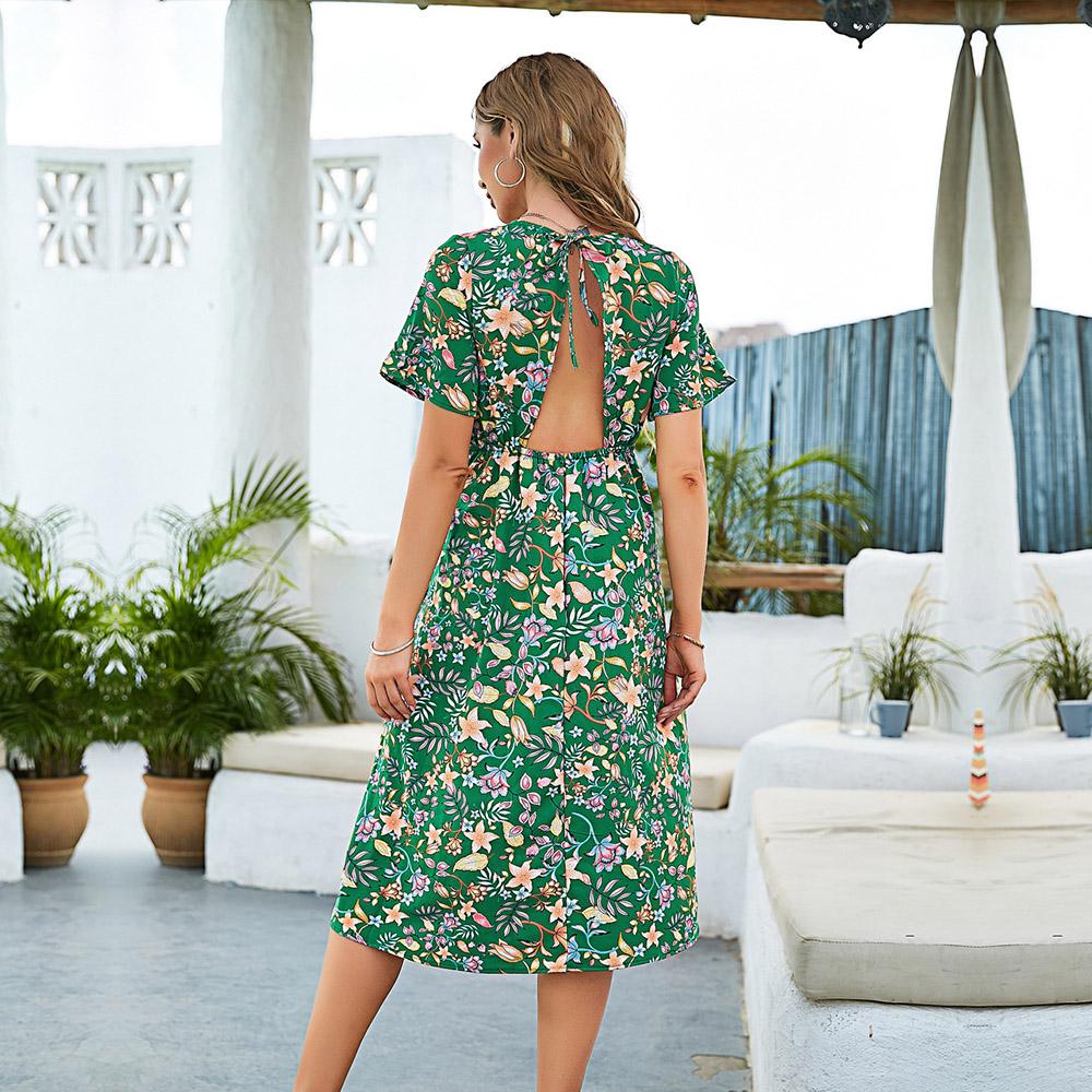 Купить Весенне-летнее женское длинное пляжное платье с круглым вырезом ...