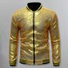 Pánské Flitry Bunda Stojáček Lesklé Dlouhé rukávy Slim Fit Zapínání na zip Cardigan Střední délka Pódiová show Dance Performance Kabát