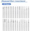 STONEGO 30pcs Diamond Grinding Set - 3mm Shank Needle Points for Engraving & Polishing Glass, Jade