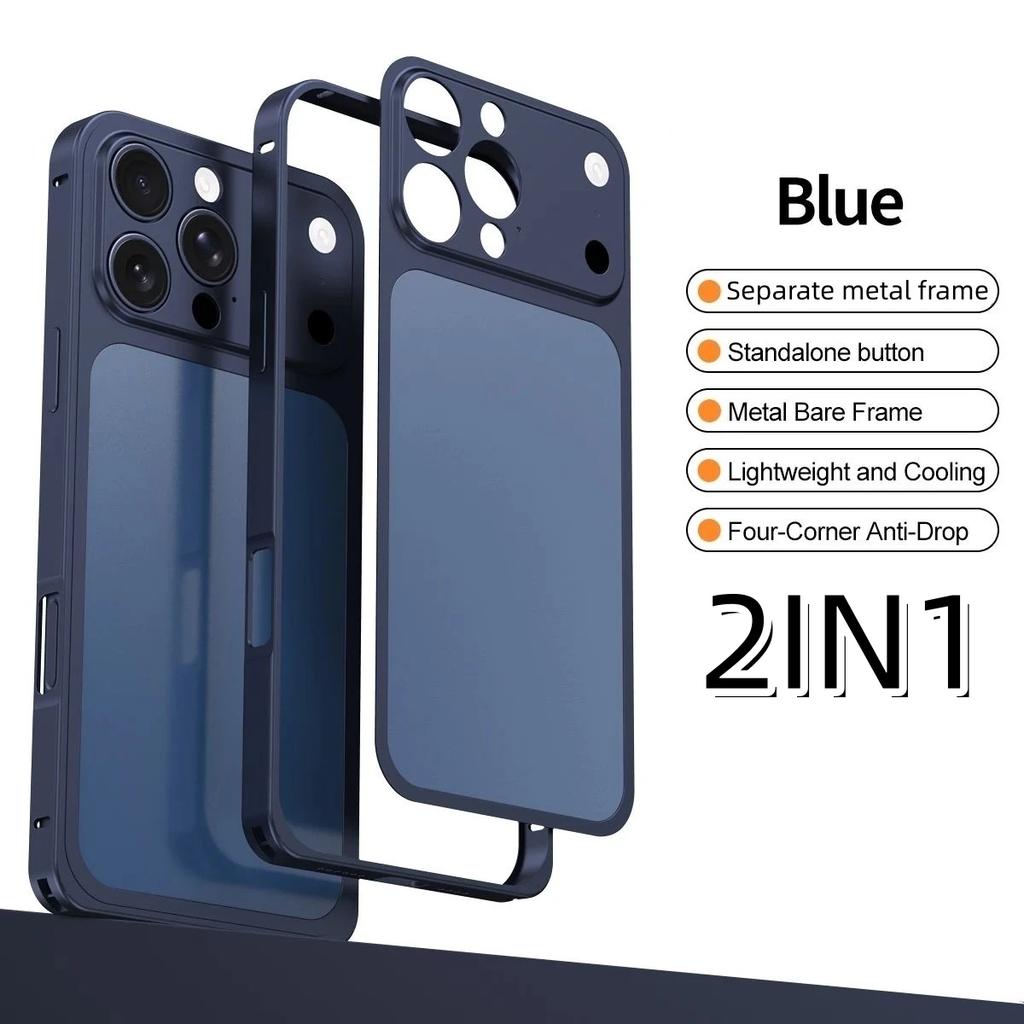 Color Alloy Frame Case For 16 13 15 14 Pro/Pro Max Instant Upgrade 17Pro/Pro Max Large Window Backplane Anti-Drop Cover