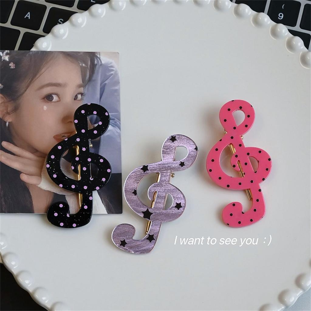 Stylish Striped Star Musical Note Resin Hair Clip For Women Girls Fashion Accessories