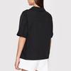 adidas Originals Trefoil Solid Stripe Single-Breasted Short Sleeve Shirt Women Tops Black HC2055