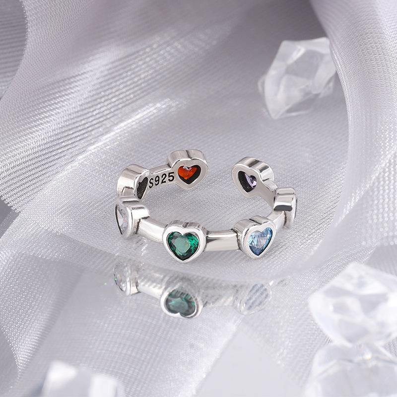 Ventfille Copper Retro Love Heart Wide Glossy Net Red Ring For Women Girl Gift Jewelry Dropshipping