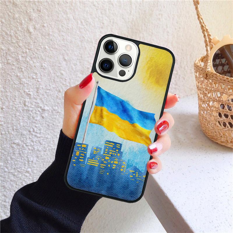 Love Sign with Flag of U-kraine Ukrainian Phone Case Cover For iPhone 17 Air 16 15 14 12 13 Pro Max Plus Fundas