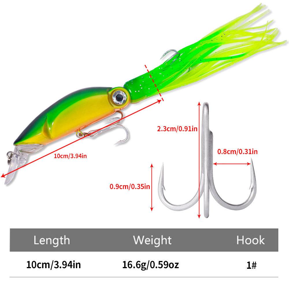 Lure Bait Set Floating Octopus10CM16.6GMulti-color Realistic Fake Bait with Mustache High Simulation Fishing Tackle Supplies