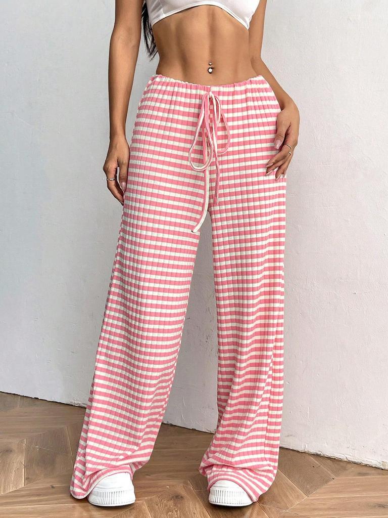 2026 Autumn/Winter Women's Casual Striped Cotton Drawstring Pants