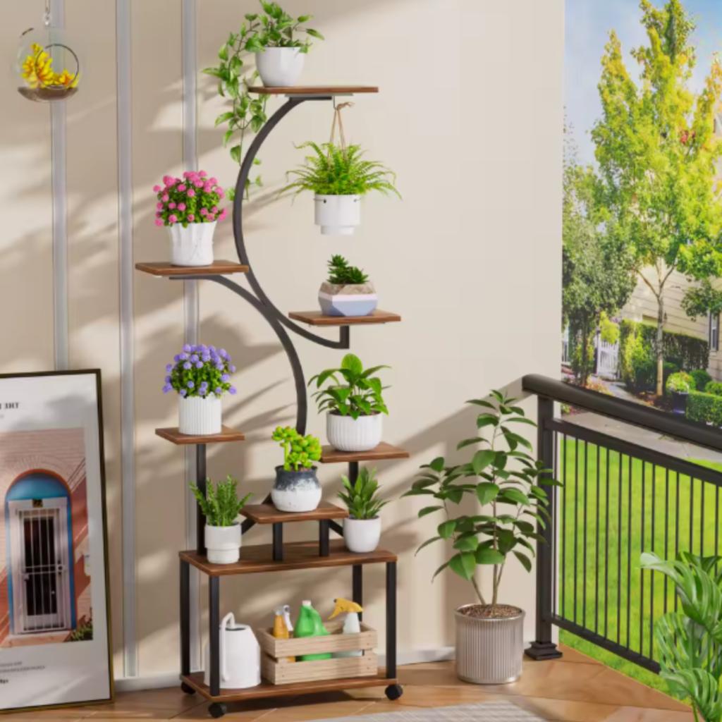 Flower Stand on Wheels Metal Stand Loft Plant Shelf 160 [Kwietnik19]