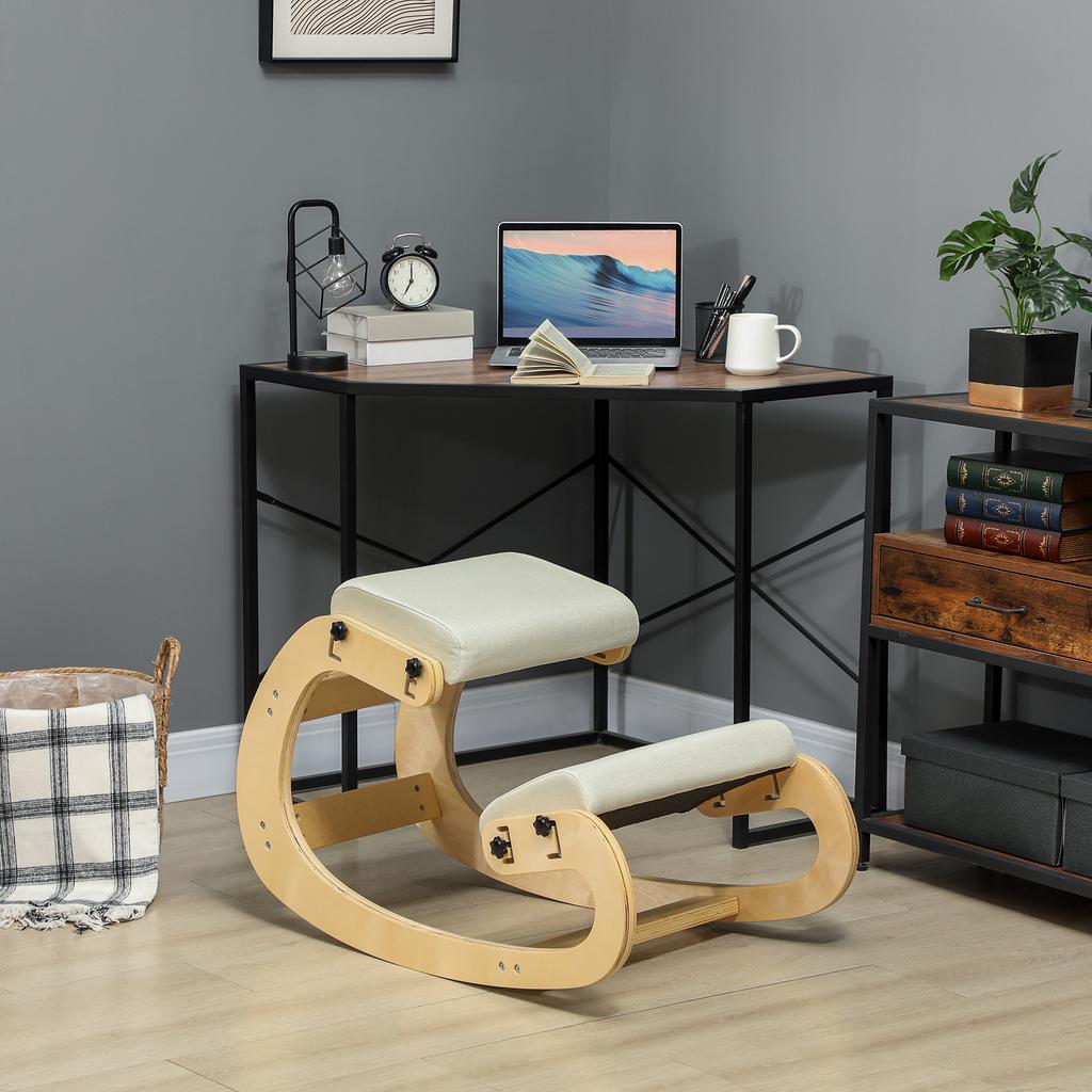 Kneeling Chair, Ergonomic Wooden Seat, Rocking Function