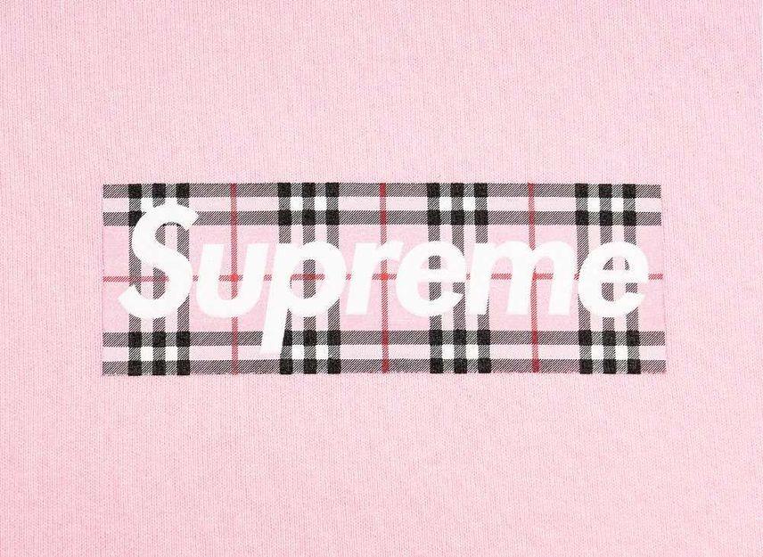 Supreme Burberry Box Logo Hooded Sweatshirt Pink