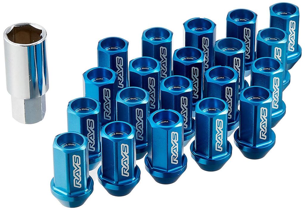 RAYS Duralumin Lock Nut Set Straight M12 x Blue 74020001002BL & L42, Type, 1.5, Anodized,