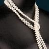 New Original Faux Pearl Long Necklace Women Elegant Dress Sweater Chain Multi Wear Design Creative Tie Shape Fashion Jewelry