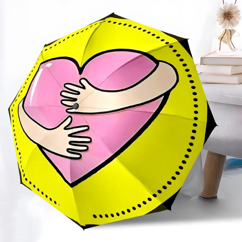 1pc Heart Hug Automatic Open/Close Umbrella - Portable Collapsible Umbrella with 8-Rib Stability, Fashion Lovers Yy251017088