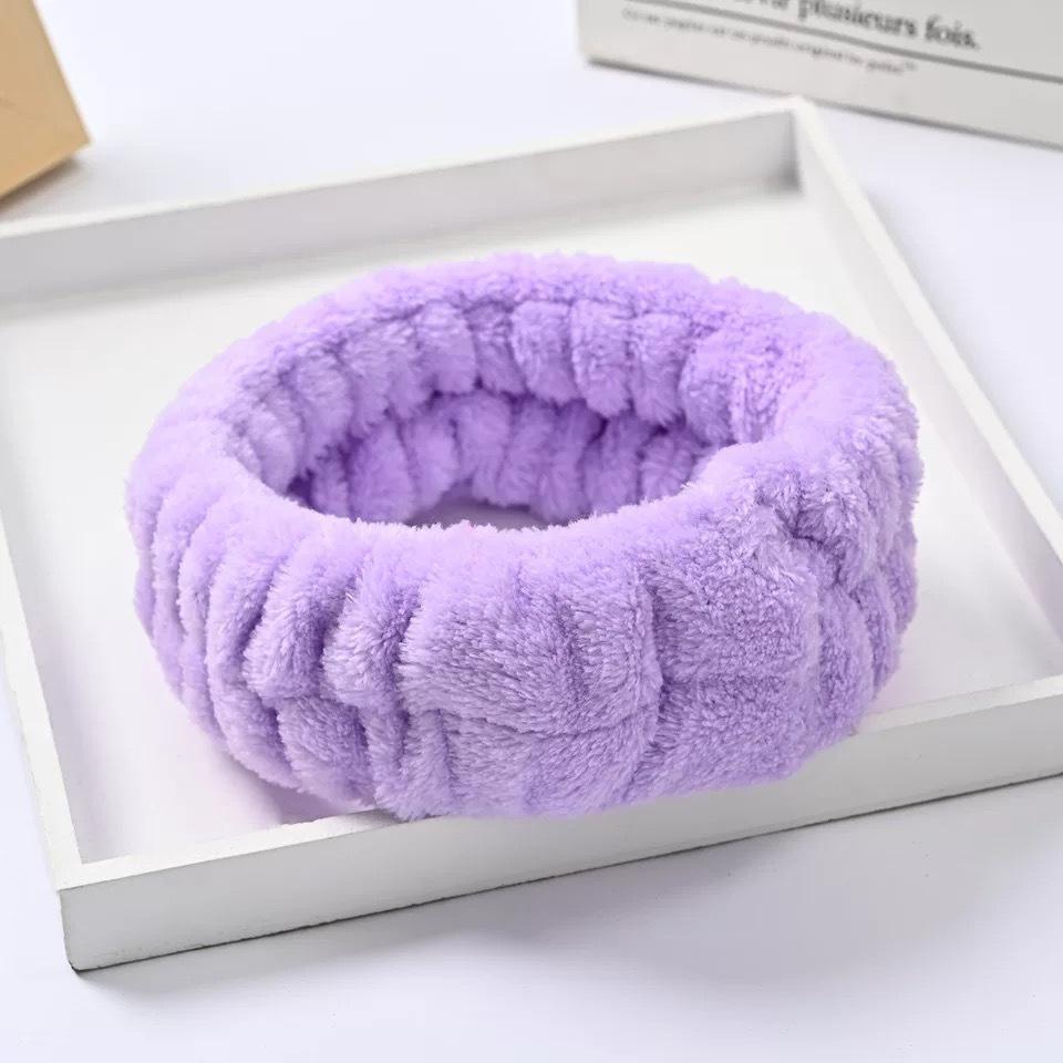 Women's Flannel Spa Headband & Wristband Set, Absorbent Wrist Bands for Face Wash