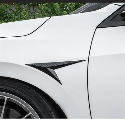 Decorative Car Side Fender Wing  Emble Badge Bonnet  Car Styling Sticker Carbon Fiber Color