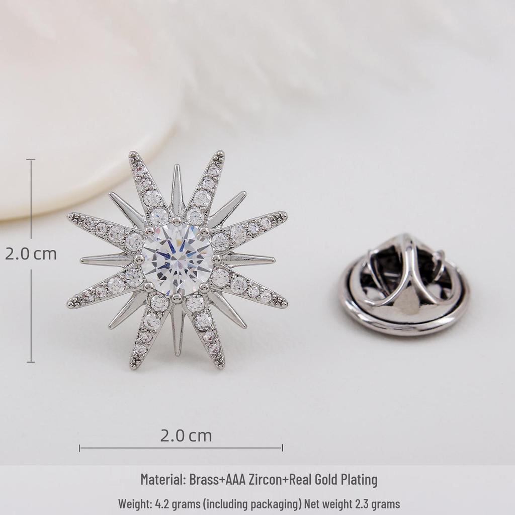 Elegant Sunflower Lapel Pin: Men's & Women's Luxurious Micro-Paved Zirconia Decorative Button