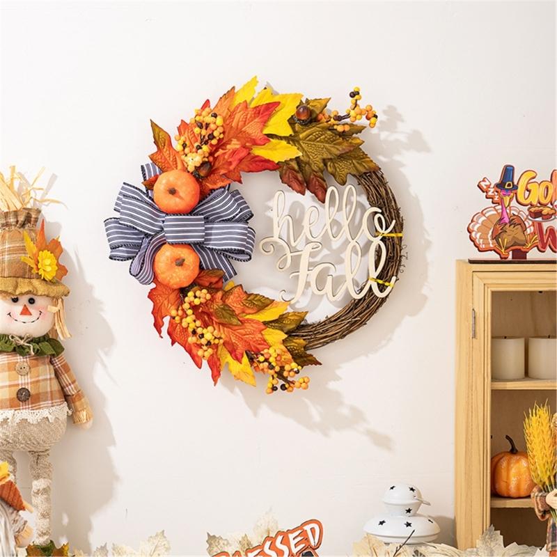 Fall Season Artificial Wreath Decors Decorative Wreath Hangings For Autumn Celebration Welcoming Touch Flower Rings