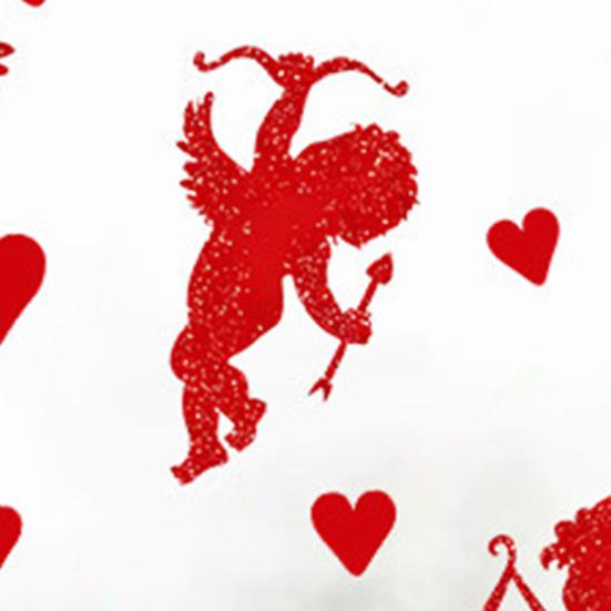 50 Stück Glitzer Amor-Form Ausgeschnittene Fensteraufkleber Valentinstag Rotes Herz Amor Fensteraufkleber für Hochzeit Feiertag Party Dekor