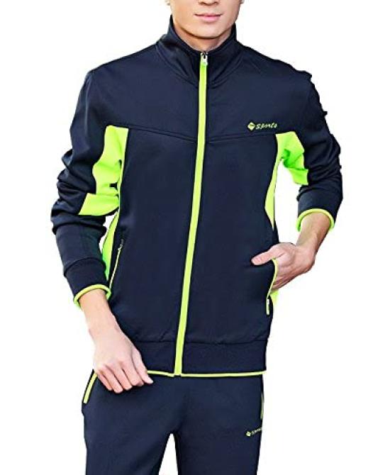 [Gopune] Men's Tracksuit Set Top & Bottom Sportswear Training Running Jogging Pants Outdoor Loungewear Casual Wear Green 2XL