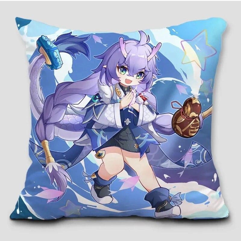 

Аниме Honkai ударная наволочка косплэй милый комический принт наволочка диван спальня украшение дома наволочка 45x45cm