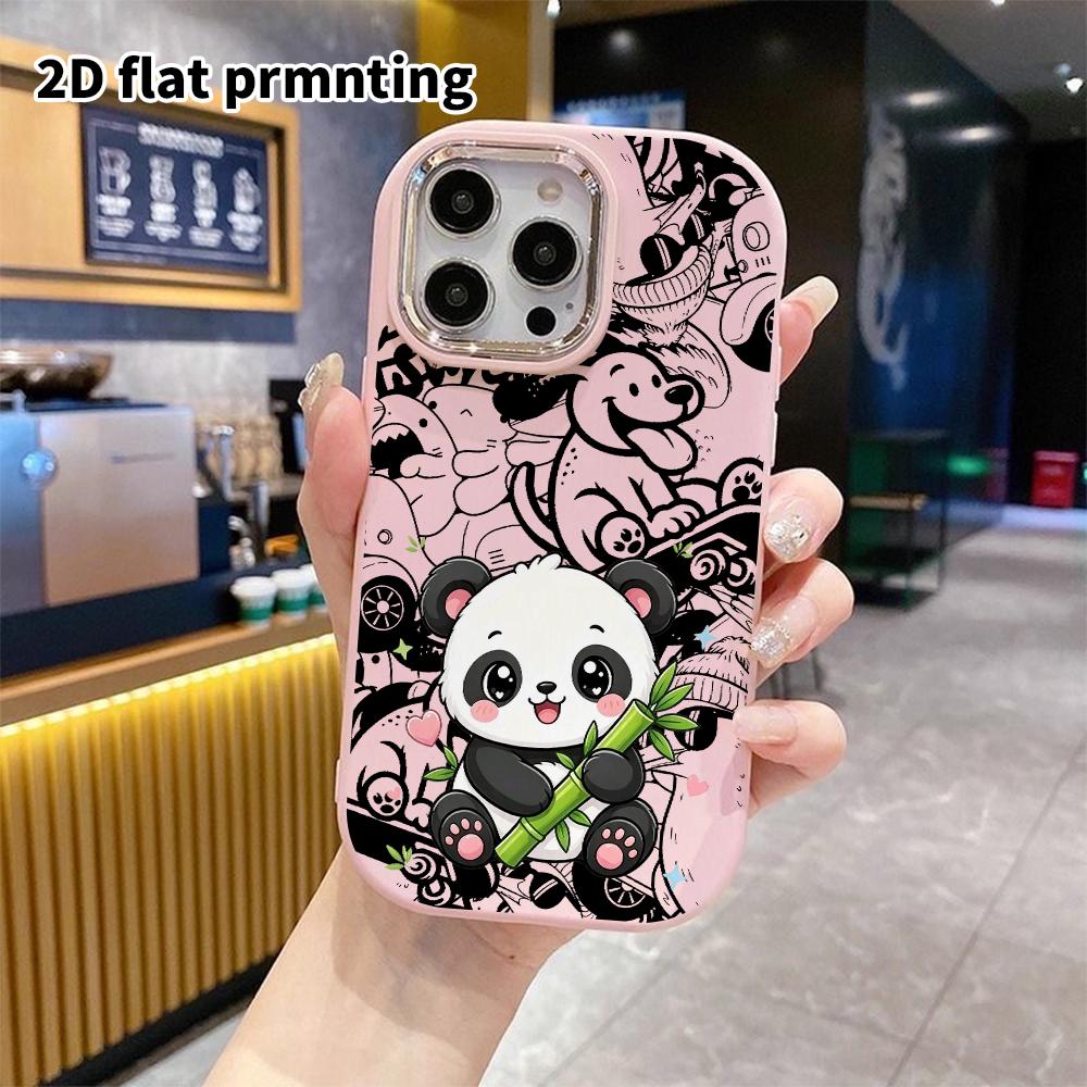 Phone case: 2D flat design, fits iPhone 18 17 16 15 14 13 Pro, cute panda, perfect Christmas and Halloween holiday gift