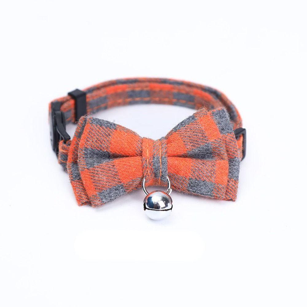 Pet Bow Tie With Bell Cat Dog Necklace Plaid Style Puppy Kitten Collar Animal Grooming Product