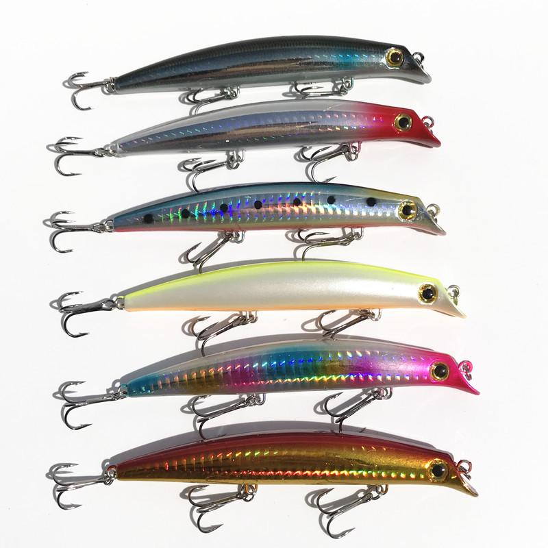 Cracked Wave Minnow Fishing Lure, 12cm/12.5g - Sea Fishing Bait with Hook