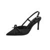 Nude pointed high heels women's 2025 new summer stiletto one-word buckle with bag head sandals professional versatile single shoes