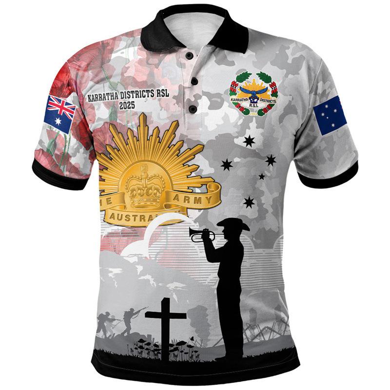 Anzac Day Men's Polo Shirt - Short Sleeve Lapel Golf Tee 2025