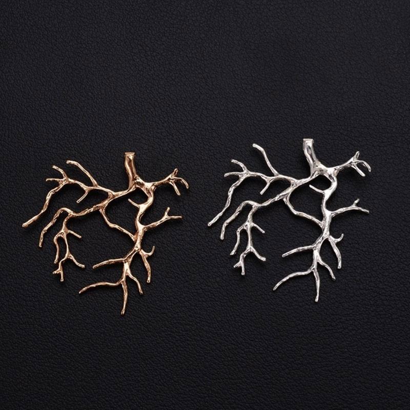 Set da 5 Pezzi Placcatura Rame Argento/Oro Base Vuota a Forma di Ramo Ciondoli per Collane per Creazione Gioielli Fai da Te Charms Gioielli alla Moda