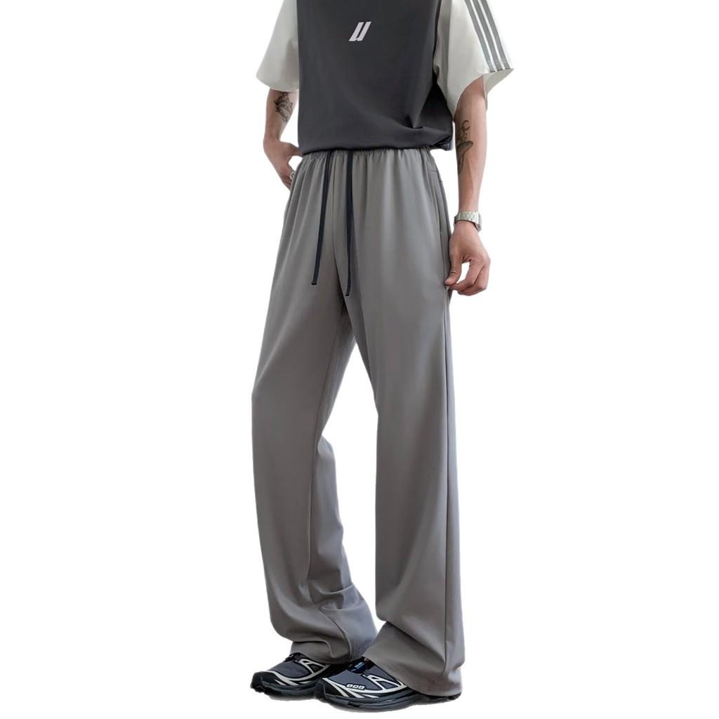 Summer Mens Wide Leg Pants With Ice Silk Fabric For Casual Wear Young Adults