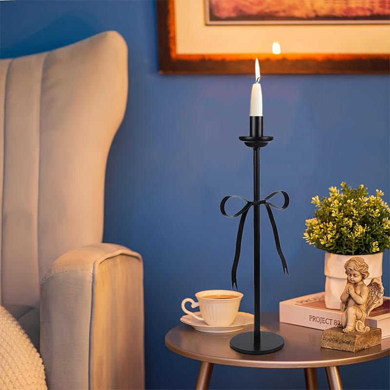 Iron Art European Style Living Room Candle Holder Desktop Ornaments Black Chic Candlestick Decorative Home Decoration