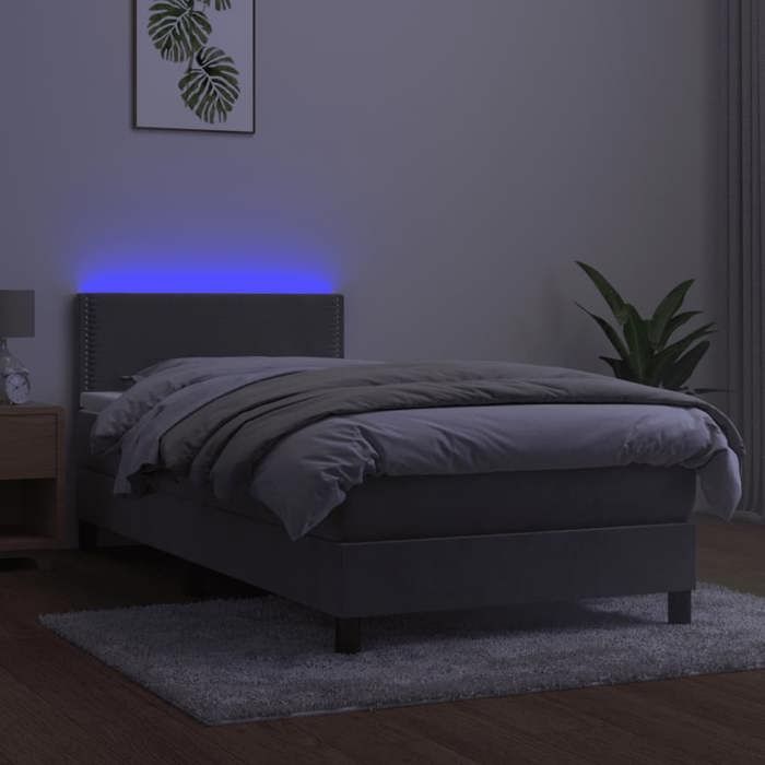 Maison Exclusive - Sommier à lattes de lit avec matelas et LED Gris clair 90x200cm