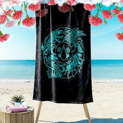 Mystical Glowing Creature Symphony Print Beach Towel, Quick Drying, Suitable for Travel, Outdoor Sports, Jogging, the Beach and Swimming, Gift