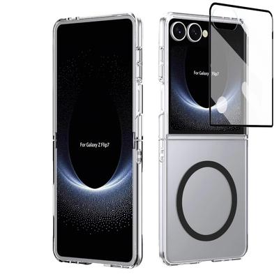 High Quality Transparent Magnetic Phone Case for Original Samsung Galaxy Z Flip 7 7FE 6 5 4 3 Magsafe Wireless Charging Shockproof Protection Cover