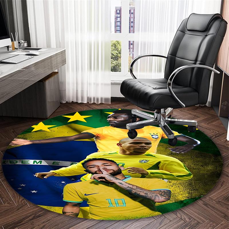 1pc Neymar15 Carpet, Round Rug, Comfortable, Suitable for Entryways, Living Rooms, Office, And Bedrooms, Christmas Decoration