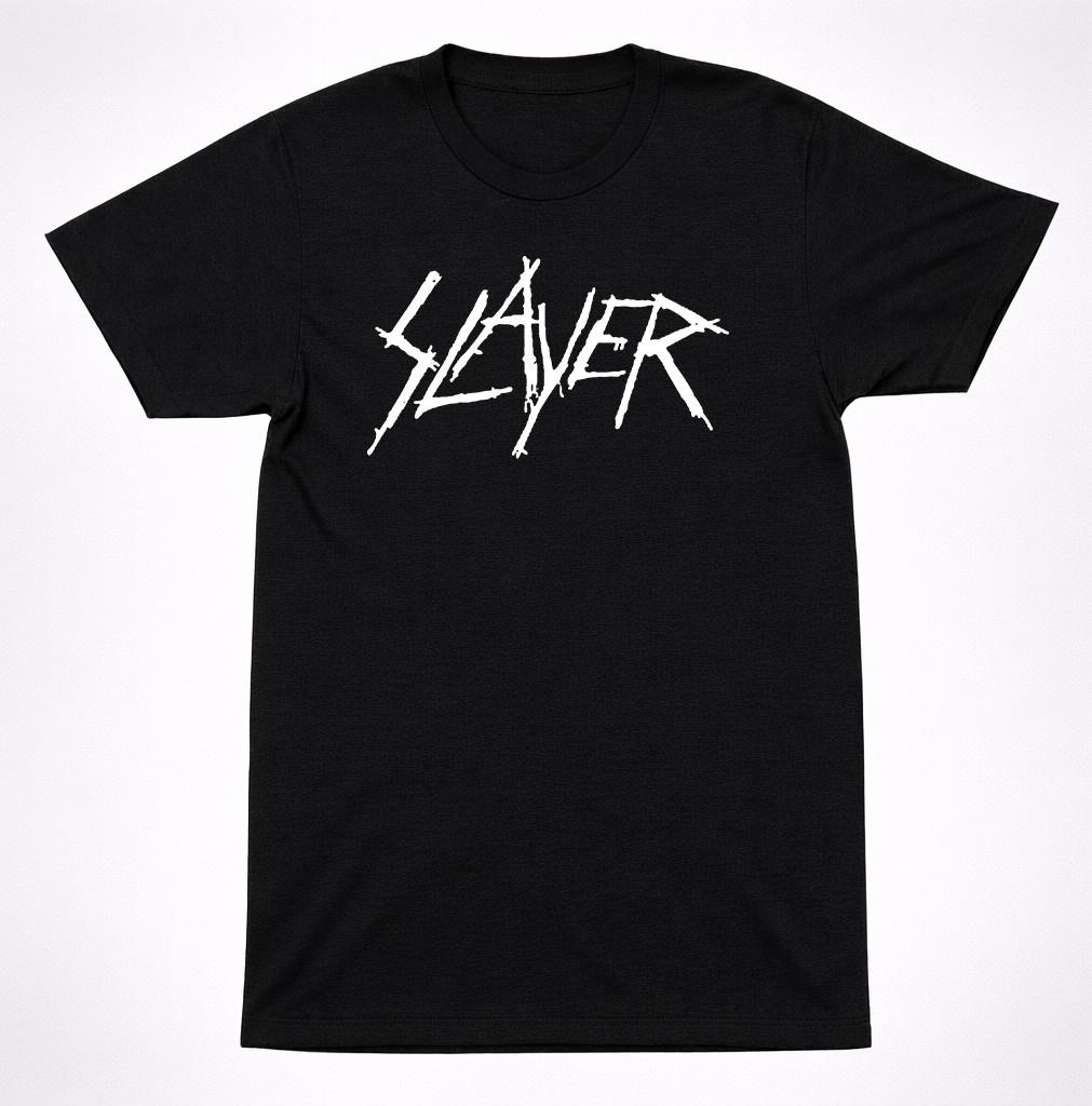 Slayer Barbed Wire Logo Black T-Shirt Thrash Metal Heavy Music Graphic Tee S