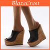 Fashion Eilyken Peep Fashion Toe Platform Wedges Women Slippers High Quality Pu Leather Sandals 2025 New Summer Solid Heels Ladies Shoes
