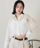 Bis Washable Lame Sheer Cropped White Maine Shirt, Women's, (10)