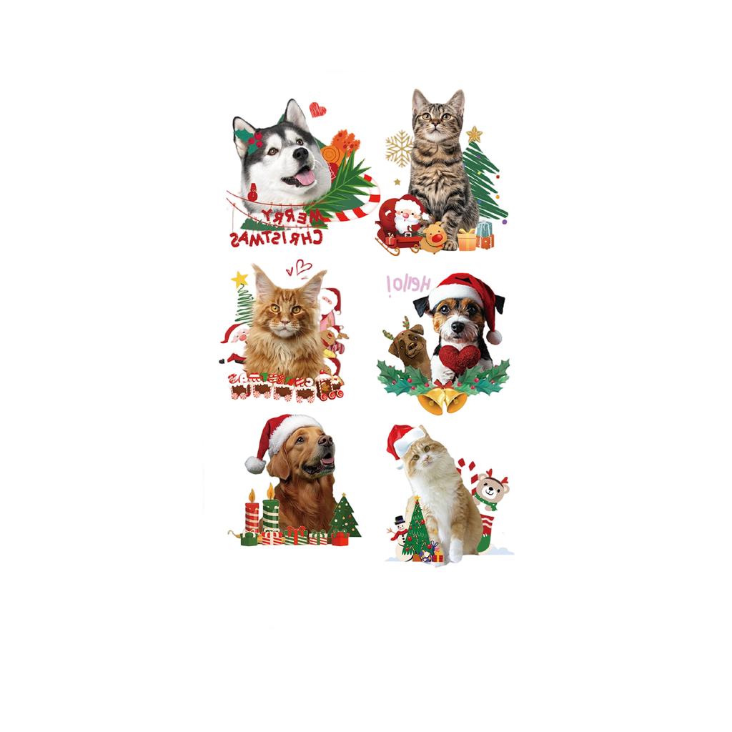6 PC Christmas Stickers Gift Pet Dog DIY Decoration Guitar Water Cup Christmas Stickers