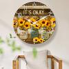 Top-Grade 1Pc High-Standard Wooden High-Standard Wall Top-Grade Clock High-Standard Sunflower First-Class And Premium-Quality Butterfly