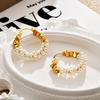 Exquisite Earrings Gold-wrapped Imitation Pearl Simple Hoop Earrings Luxury High-end Elegant Ear Jewelry Wholesale Low MOQ